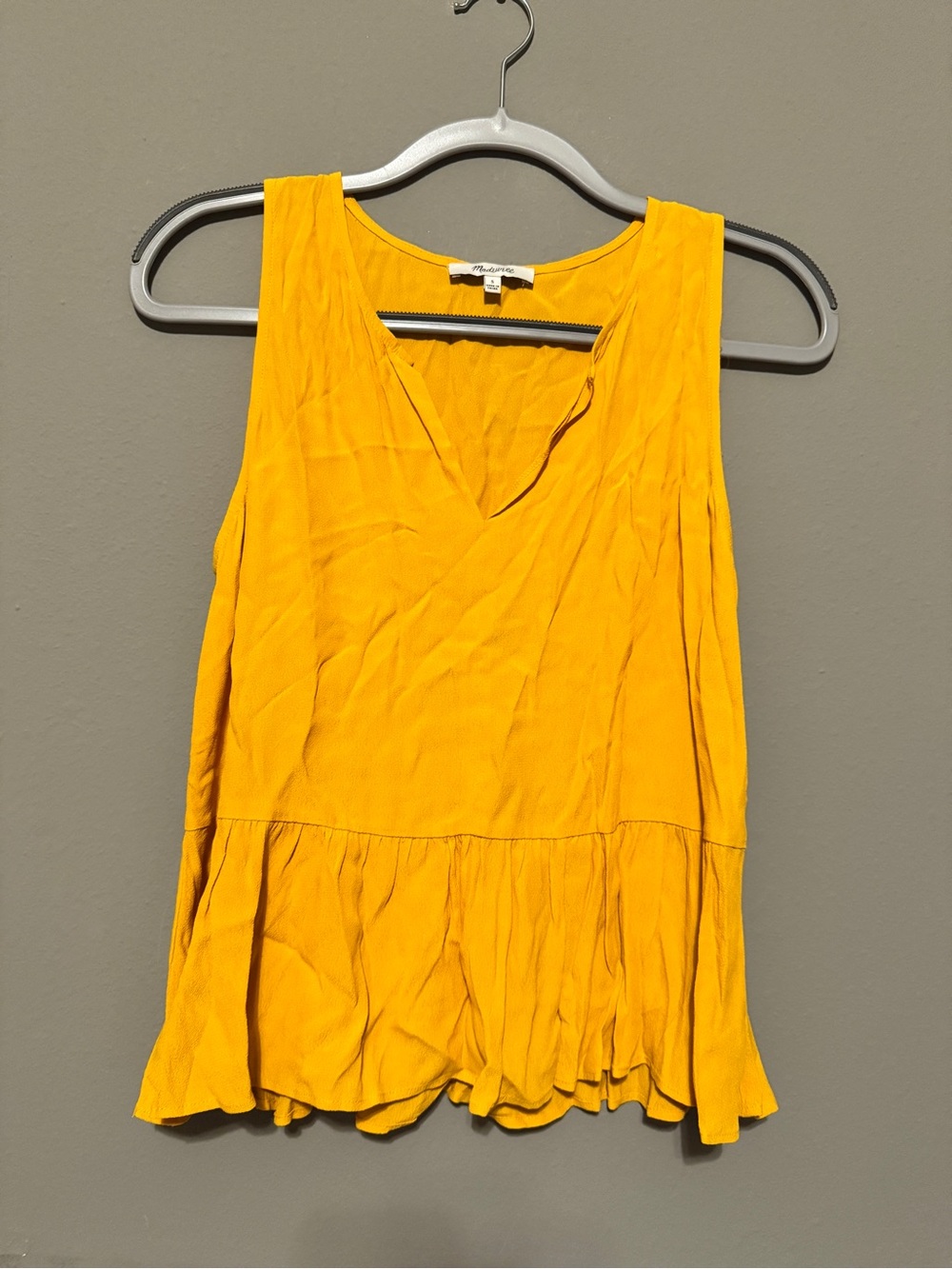 Madewell Yellow V-Neck Peplum Sleeveless Camisole